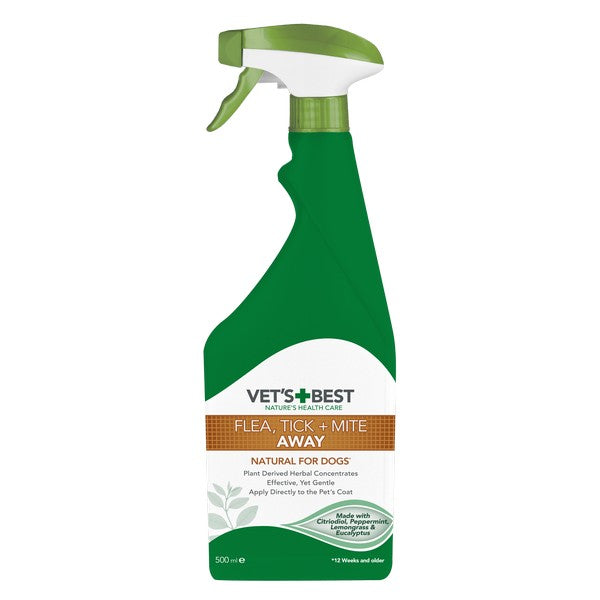 Vets Best Flea Tick and Mite Away Spray 500ml For Dogs