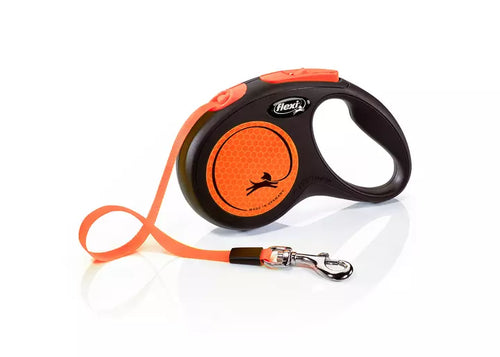 Flexi Dog Leash New Neon M Tape 5m Orange