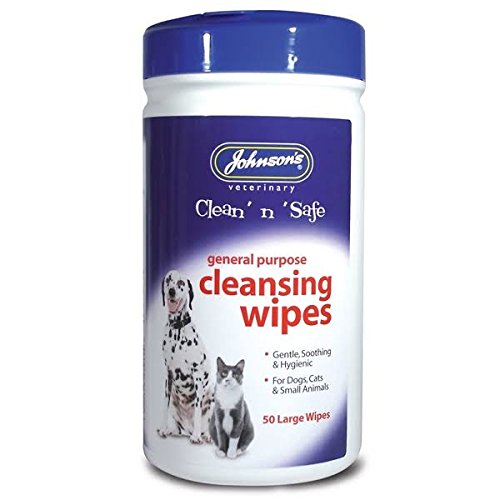 Johnsons Clean 'N' Safe Cleansing Wipes For Cats And Dogs, 50 Wipes
