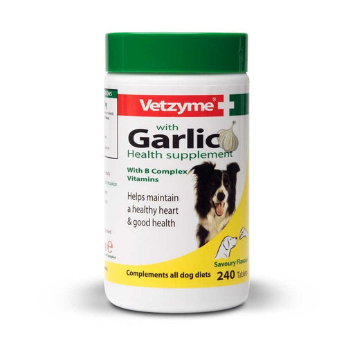 Vetzyme Garlic Health Supplement Tablets For Dogs, Healthy Heart, Vitality For Dogs, 240 Tablets