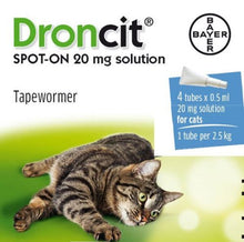 Load image into Gallery viewer, Droncit Spot-On Cat Tapeworm Treatment 0.5 Ml X 4 Tubes