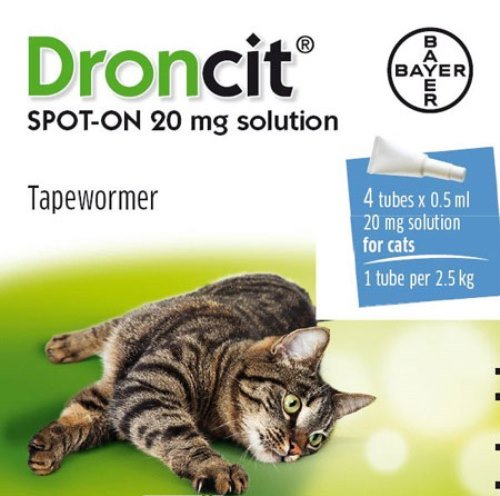 Droncit Spot-On Cat Tapeworm Treatment 0.5 Ml X 4 Tubes