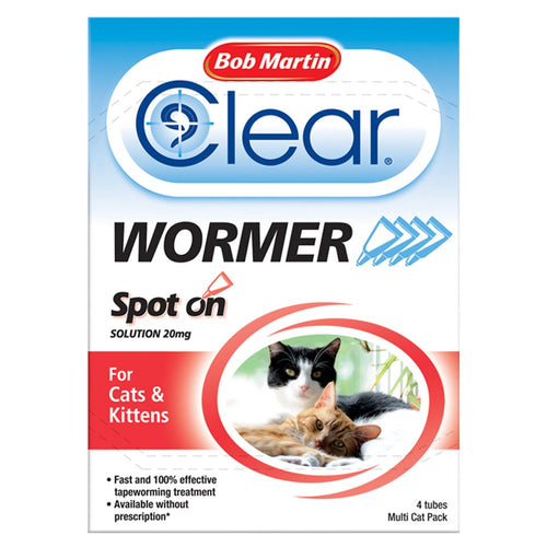 Bob Martin Clear Spot On Wormer For Cats And Kittens Over 1Kg - 1 Case