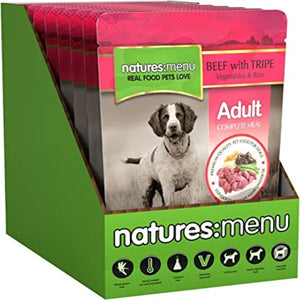 Natures Menu Dog Pouch Adult Beef and Tripe 8Pk 300g