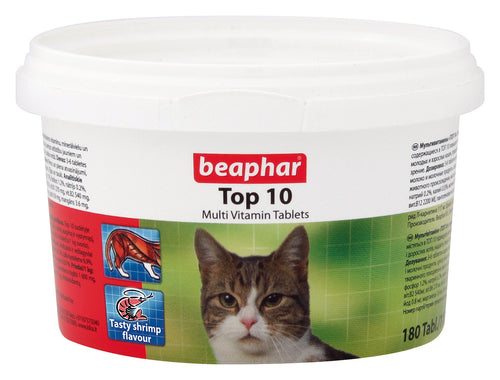 Beaphar Top 10 Cat Multi Vitamin Tablets 180 Tablets / 117G 