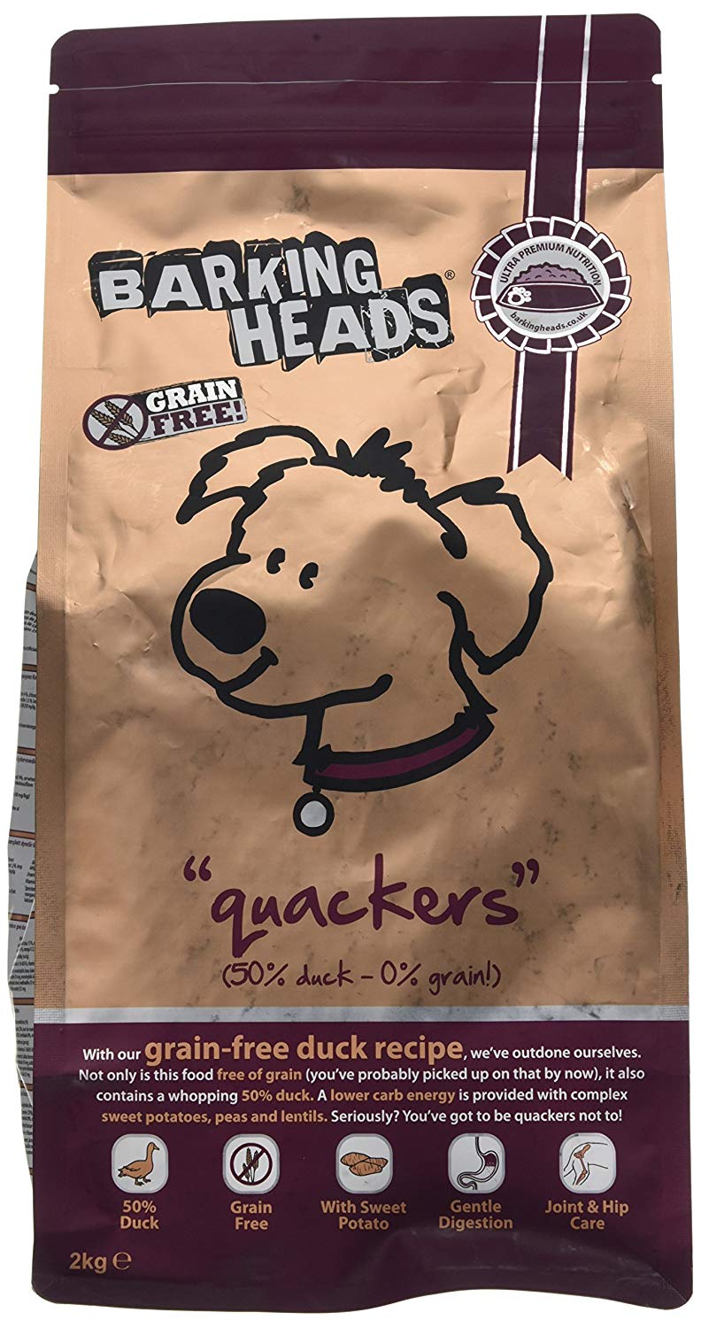 Barking Heads Dog Dry Food Quackers Grain Free Duck 2Kg