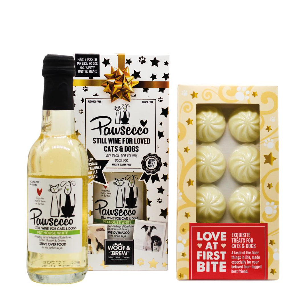 Woof & Brew Pawsecco with white chocolate stars