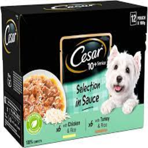 Cesar Pouch Senior 10+ Selection in Sauce 12 x 100g