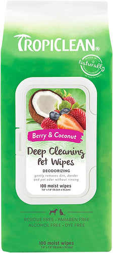 TropiClean Deep Cleaning Pet Wipes for Cats and Dogs